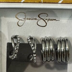 Jessica Simpson Silver and Crystal Earrings Set of 2
